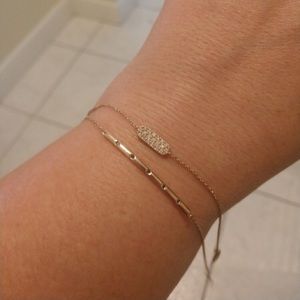 14kt rose gold bar /stack bracelet blue diamonds